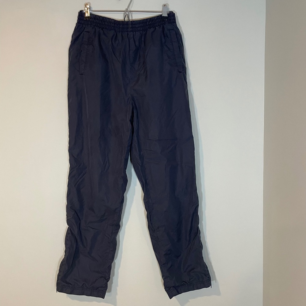 Vintage Reebok Navy‎ Blue Nylon Windbreaker Track Pants Mens M Lined Ankle Zip